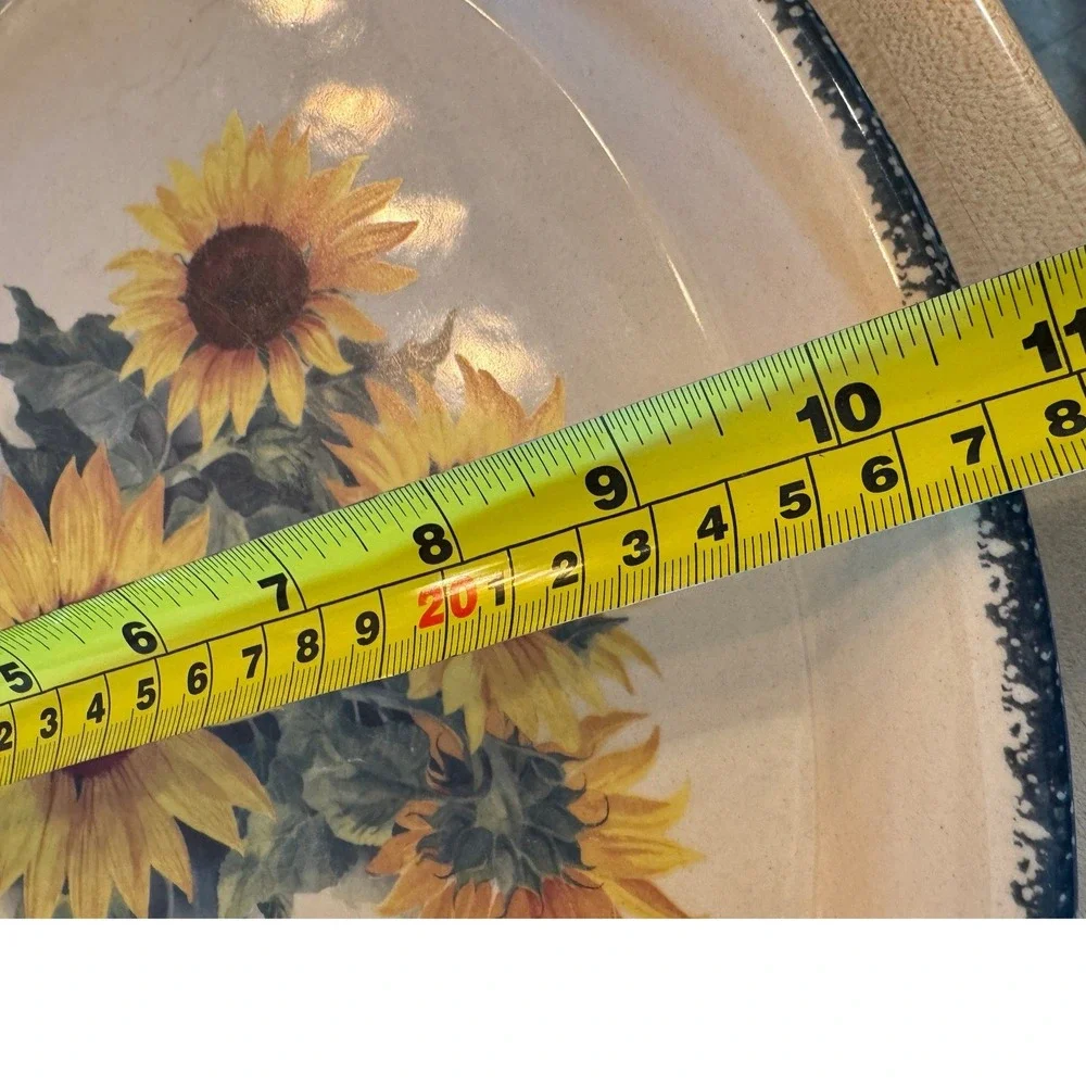 Home & Garden Party Sunflower Bumblebee‎ Oval Serving Platter USA 2001 13